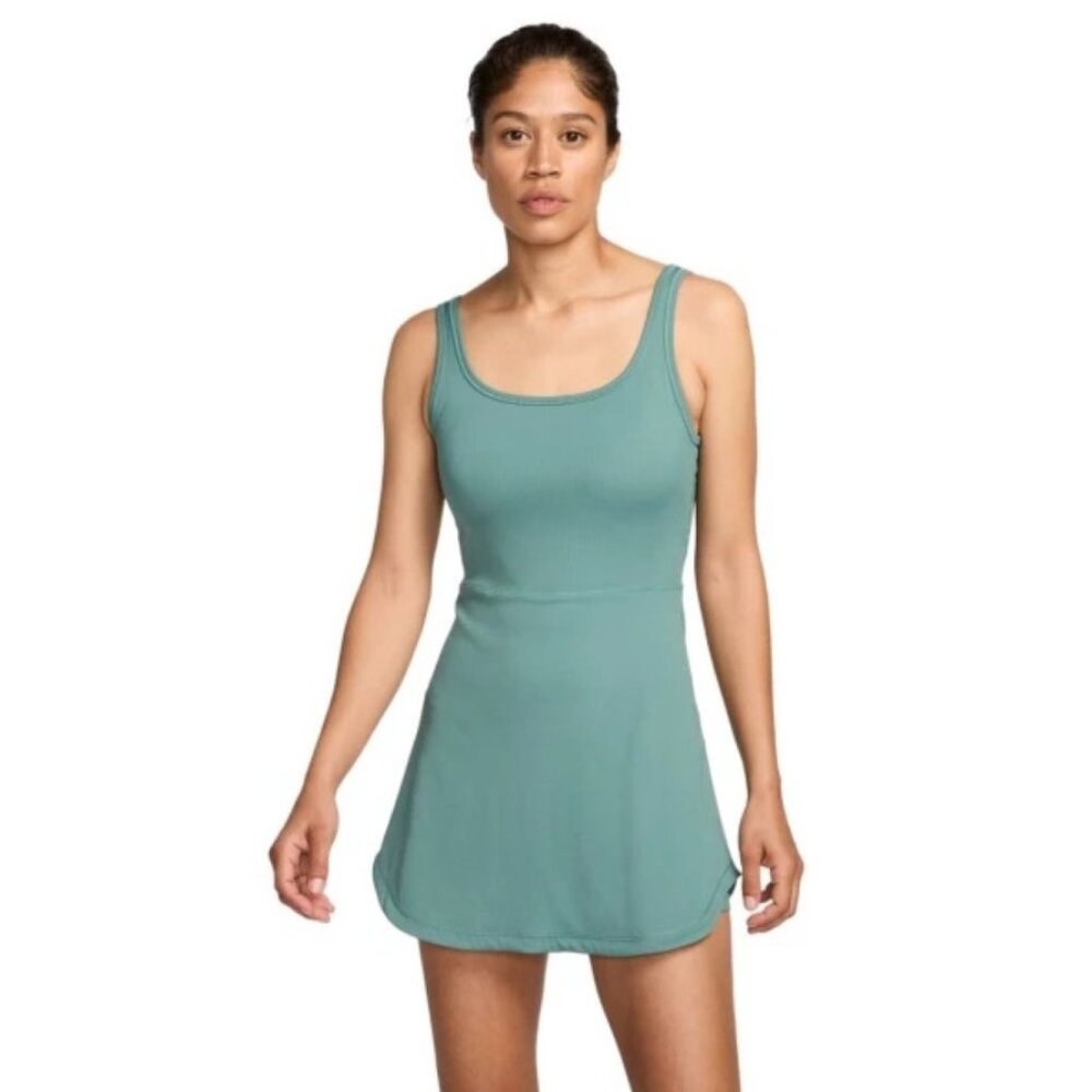 Nike One Capsule Ribbed Dress Dri-FIT  with Built in Shorts Size XS Green